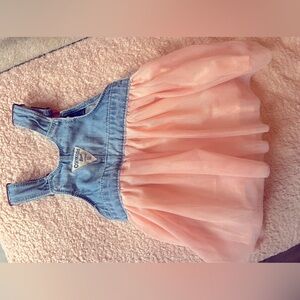 OshKosh b’gosh pink tulle skirt overalls sz 12 months.